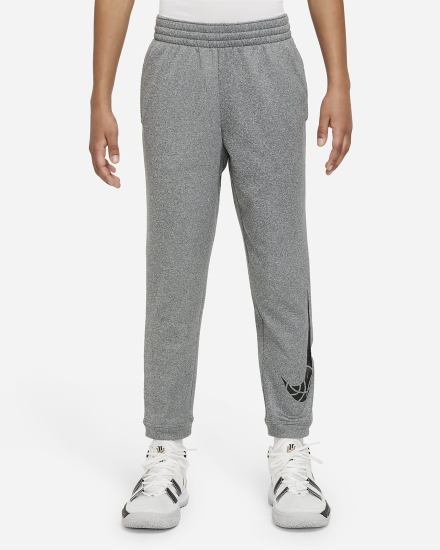 Pantalones Nike Therma-FIT Kids Basketball (Extended Size) Niño Gris Oscuro Negras | PDLSZ-7698