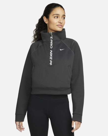 Pullover Nike Dri-FIT 1/2-Zip Training Top Mujer Gris Oscuro Negras Blancas | YNDAF-9432