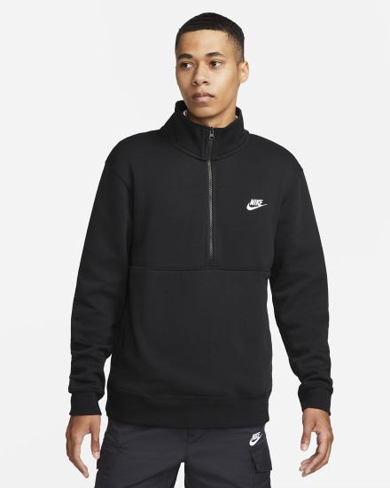 Pullover Nike Sportswear Club Brushed-Back 1/2-Zip Hombre Negras Blancas | CVTOE-5628
