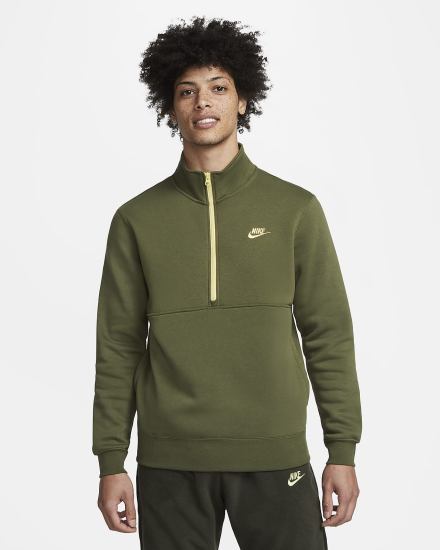 Pullover Nike Sportswear Club Brushed-Back 1/2-Zip Hombre Verde Doradas | OQNFP-1963