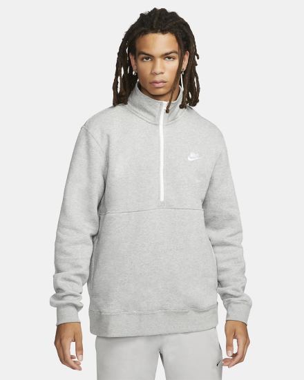 Pullover Nike Sportswear Club Brushed-Back 1/2-Zip Hombre Gris Oscuro Blancas | SOTYG-8701