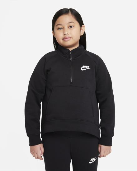Pullover Nike Sportswear Club Fleece Kids 1/2-Zip (Extended Size) Niña Negras Blancas | AIKJN-4918