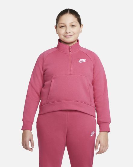 Pullover Nike Sportswear Club Fleece Kids 1/2-Zip (Extended Size) Niña Rosas Blancas | DJQRB-9174