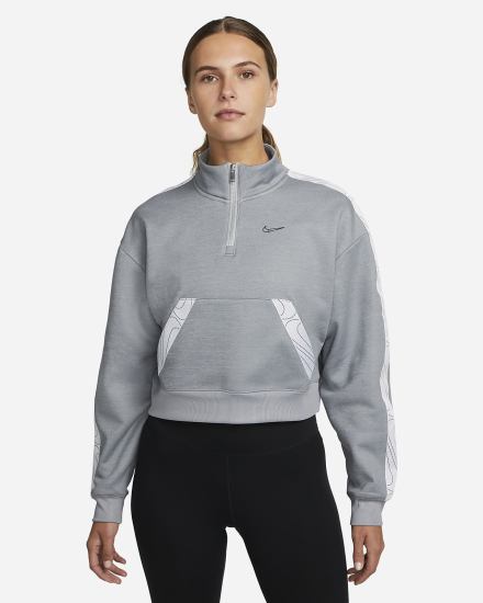 Pullover Nike Therma-FIT 1/2-Zip Training Top Mujer Gris Blancas Negras | FINVR-2043