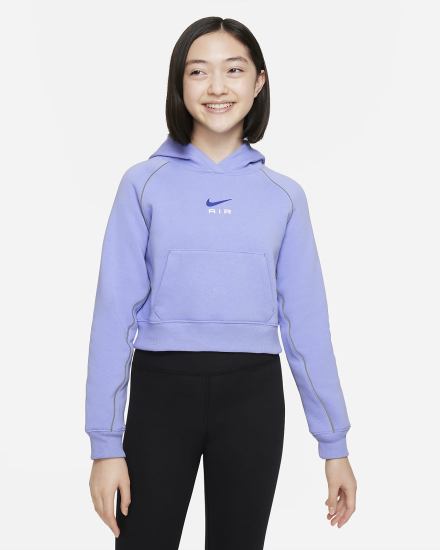 Sudadera Con Capucha Nike Air Kids French Terry Cropped (Extended Size) Niña Moradas | ZLAUJ-2108