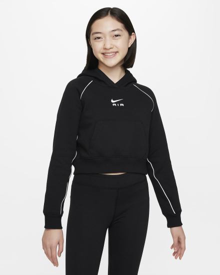 Sudadera Con Capucha Nike Air Kids French Terry Cropped (Extended Size) Niña Negras | ZTAFM-8312