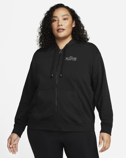 Sudadera Con Capucha Nike Dri-FIT Get Fit Estampadas Full-Zip Training (Plus Size) Mujer Negras Blancas | ICWTG-9561