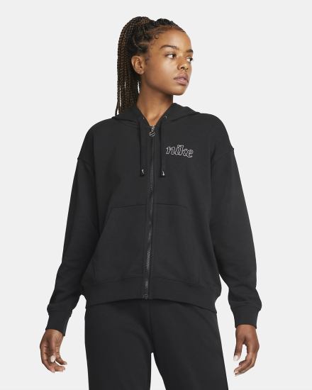 Sudadera Con Capucha Nike Dri-FIT Get Fit Estampadas Full-Zip Training (Plus Size) Mujer Negras Blancas | QXBVI-6750