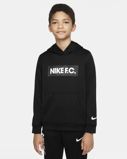 Sudadera Con Capucha Nike F.C. Kids Soccer Niña Negras Blancas | KDNFM-0517