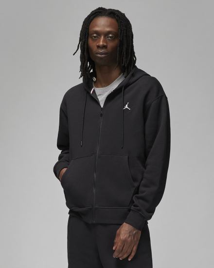Sudadera Con Capucha Nike Jordan Essentials Full-Zip Fleece Hombre Negras Blancas | QGPIY-7684