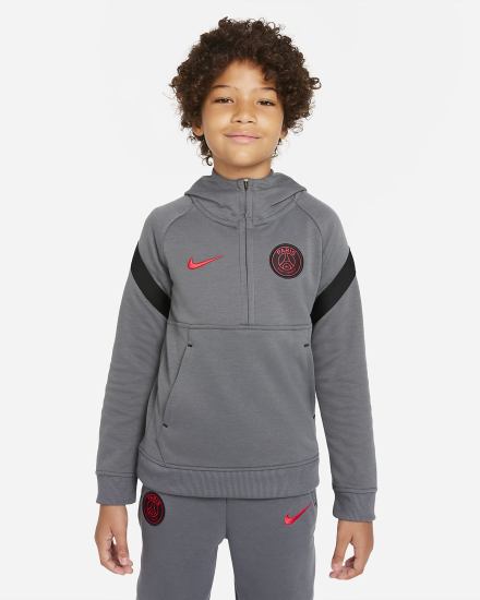 Sudadera Con Capucha Nike Paris Saint-Germain Kids 1/2-Zip Fleece Soccer Niña Gris Oscuro Negras Rojas | NQFRL-7596