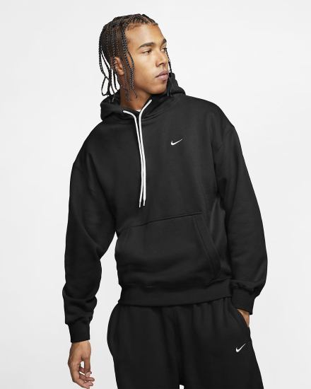 Sudadera Con Capucha Nike Solo Swoosh Fleece Hombre Negras Blancas | EWOSX-2851