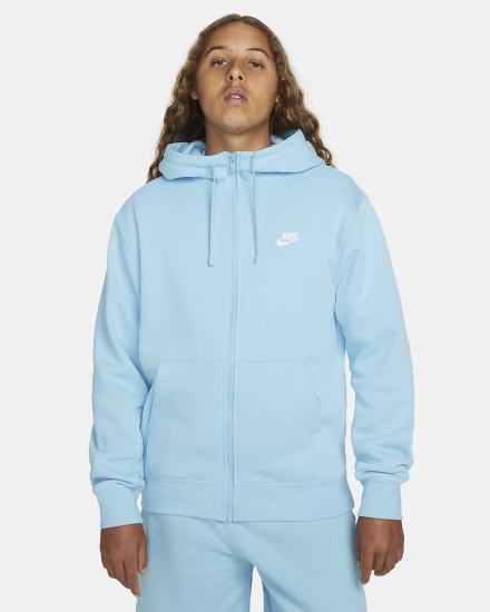 Sudadera Con Capucha Nike Sportswear Club Fleece Full-Zip Hombre Azules Blancas | CHDOY-0354