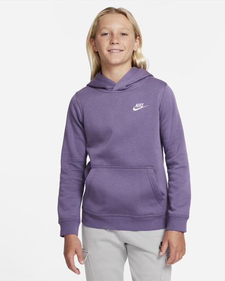 Sudadera Con Capucha Nike Sportswear Club Kids Niño Moradas Blancas | CZVIX-6215