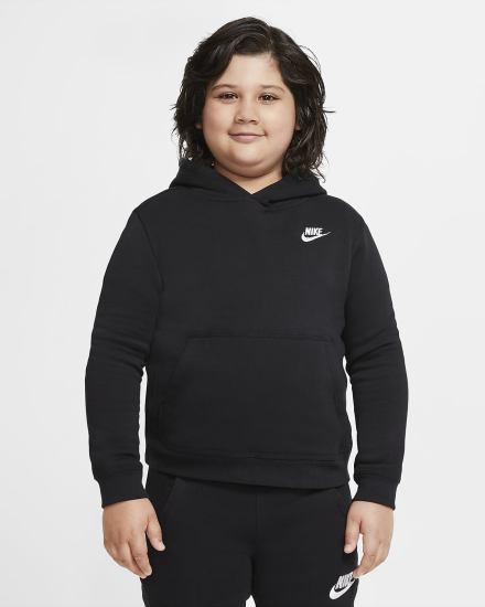 Sudadera Con Capucha Nike Sportswear Club Kids Niño Negras Blancas | DCXSG-3024