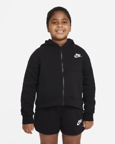Sudadera Con Capucha Nike Sportswear Club Fleece Kids Full-Zip Niña Negras Blancas | DMEQX-8632