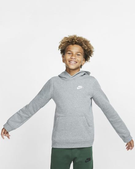 Sudadera Con Capucha Nike Sportswear Club Kids Niño Gris Oscuro Blancas | FGQDK-1304