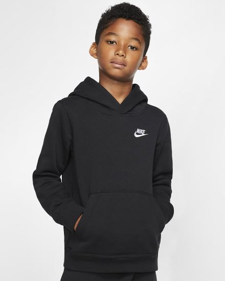 Sudadera Con Capucha Nike Sportswear Club Kids Niño Negras Blancas | FRKMZ-5496