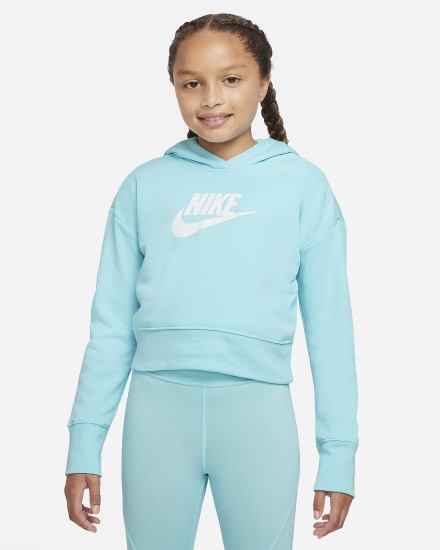 Sudadera Con Capucha Nike Sportswear Club Kids French Terry Cropped (Extended Size) Niña Blancas | HCUVM-3785