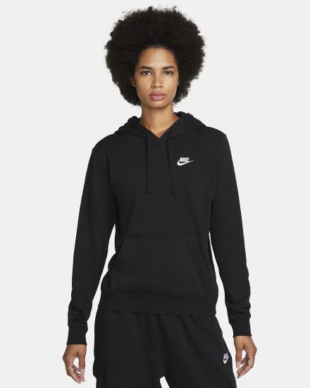 Sudadera Con Capucha Nike Sportswear Club Fleece Mujer Negras Blancas | IMOXY-7102