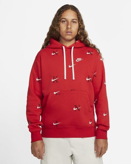 Sudadera Con Capucha Nike Sportswear Club Hombre Rojas Gris | JNKWU-4903