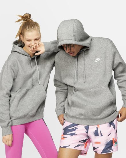 Sudadera Con Capucha Nike Sportswear Club Fleece Hombre Gris Oscuro Plateadas Blancas | KNFGY-2874