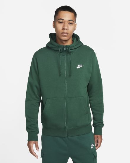 Sudadera Con Capucha Nike Sportswear Club Fleece Full-Zip Hombre Verde Blancas | LYPOM-7504