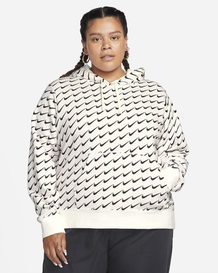 Sudadera Con Capucha Nike Sportswear Club Fleece Monogram (Plus Size) Mujer Blancas Negras | MOYBT-0631