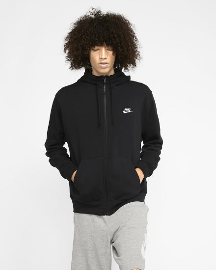 Sudadera Con Capucha Nike Sportswear Club Fleece Full-Zip Hombre Negras Blancas | NWIJC-3820