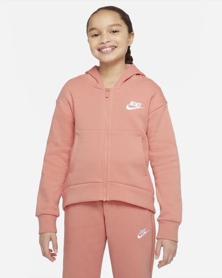 Sudadera Con Capucha Nike Sportswear Club Fleece Kids Full-Zip Niña Blancas | NWXDC-5328
