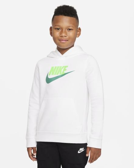 Sudadera Con Capucha Nike Sportswear Club Fleece Kids Niña Blancas Verde | NXKZO-9463