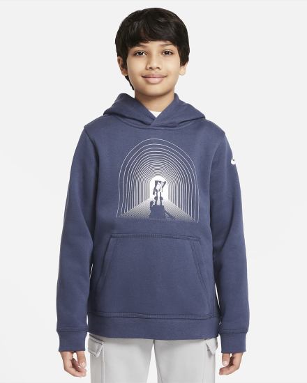 Sudadera Con Capucha Nike Sportswear Club Kids Estampadas (Extended Size) Niño Azules Blancas | OJIAF-3806
