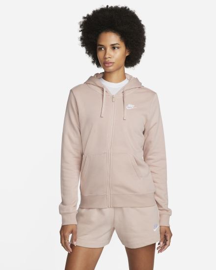 Sudadera Con Capucha Nike Sportswear Club Fleece Full-Zip Mujer Rosas Blancas | OSDZQ-9132