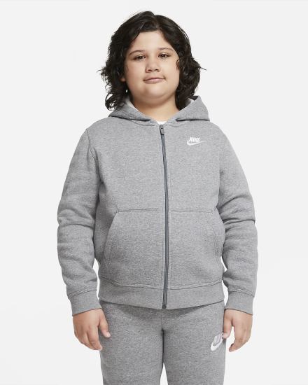 Sudadera Con Capucha Nike Sportswear Club Kids Full-Zip Niño Gris Oscuro Blancas | QGDNJ-7963