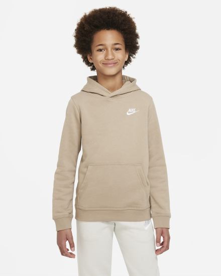 Sudadera Con Capucha Nike Sportswear Club Kids Niño Kaki Blancas | SCIZM-8219