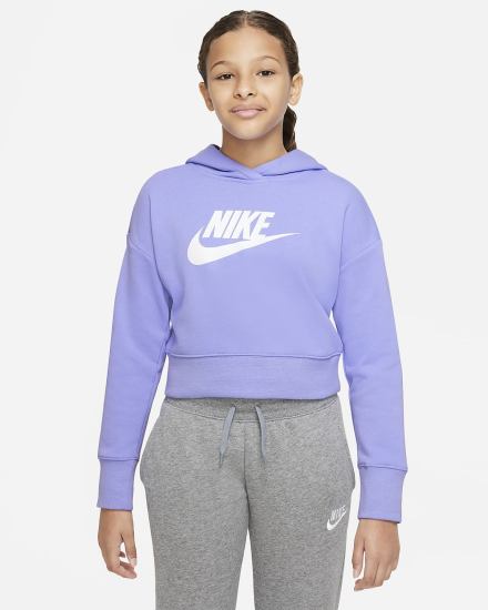 Sudadera Con Capucha Nike Sportswear Club Kids French Terry Cropped (Extended Size) Niña Blancas | TDIPB-2943