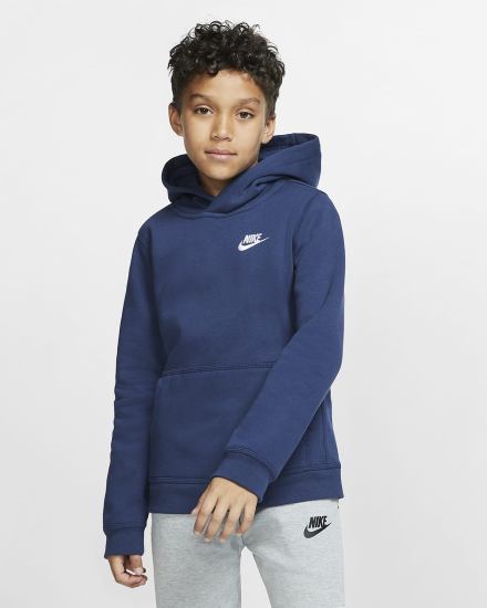 Sudadera Con Capucha Nike Sportswear Club Kids Niño Azul Marino Blancas | UEPDQ-6385