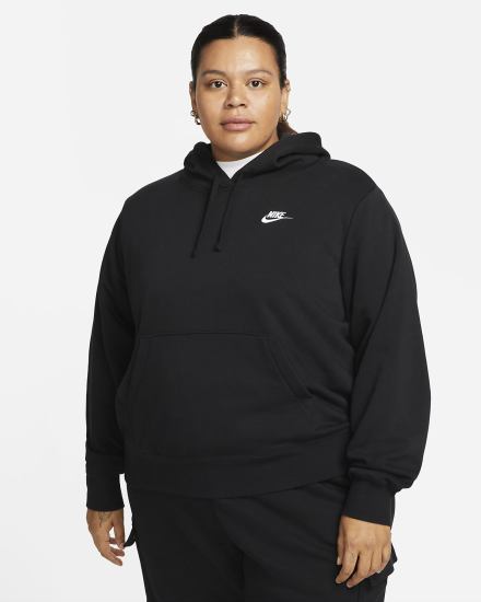 Sudadera Con Capucha Nike Sportswear Club Fleece Mujer Negras Blancas | VJIWO-0249