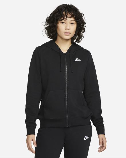 Sudadera Con Capucha Nike Sportswear Club Fleece Full-Zip Mujer Negras Blancas | YEAQT-3904