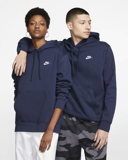 Sudadera Con Capucha Nike Sportswear Club Fleece Hombre Azul Marino Blancas | YHIZP-7193