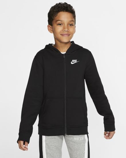 Sudadera Con Capucha Nike Sportswear Club Kids Full-Zip Niño Negras Blancas | YHWVN-2345