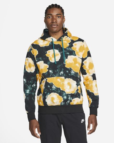 Sudadera Con Capucha Nike Sportswear Club Fleece Floral Hombre Negras | YJFXK-2460