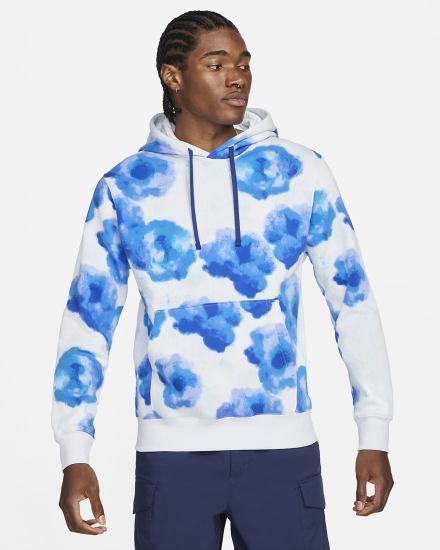 Sudadera Con Capucha Nike Sportswear Club Fleece Floral Hombre Gris | YRGLM-2713