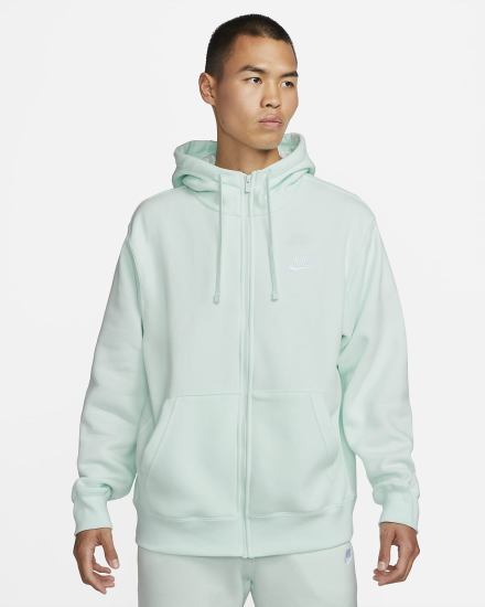 Sudadera Con Capucha Nike Sportswear Club Fleece Full-Zip Hombre Verde Blancas | YZHJT-3827