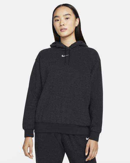 Sudadera Con Capucha Nike Sportswear Essentials Plush (Plus Size) Mujer Negras Blancas | PCWBO-4820