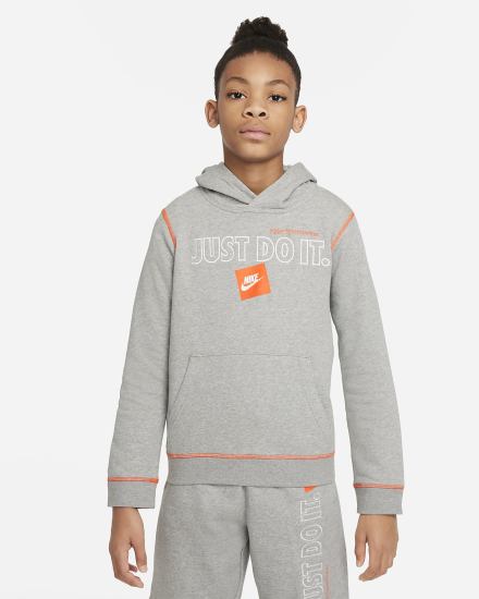 Sudadera Con Capucha Nike Sportswear JDI Kids Niño Gris Oscuro Naranjas | HBEQJ-7489