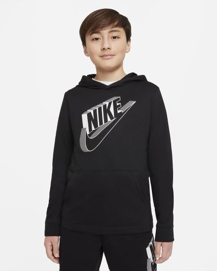 Sudadera Con Capucha Nike Sportswear Kids Niño Negras Blancas | DMIRX-2319