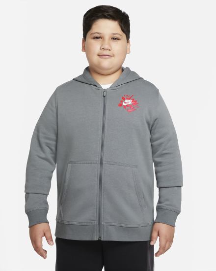 Sudadera Con Capucha Nike Sportswear Kids Full-Zip Niño Gris Rojas | GJFAH-8164