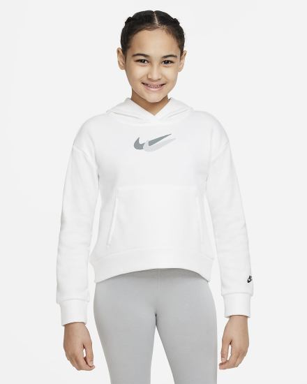 Sudadera Con Capucha Nike Sportswear Kids Fleece Niña Blancas Negras | LXHYP-3728