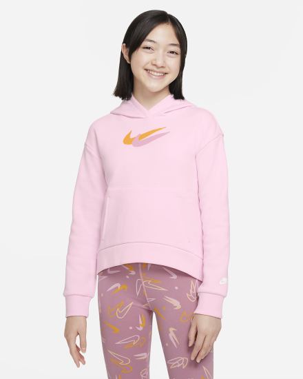 Sudadera Con Capucha Nike Sportswear Kids Fleece Niña Rosas Blancas | QEZPN-1078